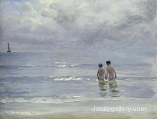 Boys Bathing On The Beach At Skagen by Peder Severin Kroyer paintings reproduction